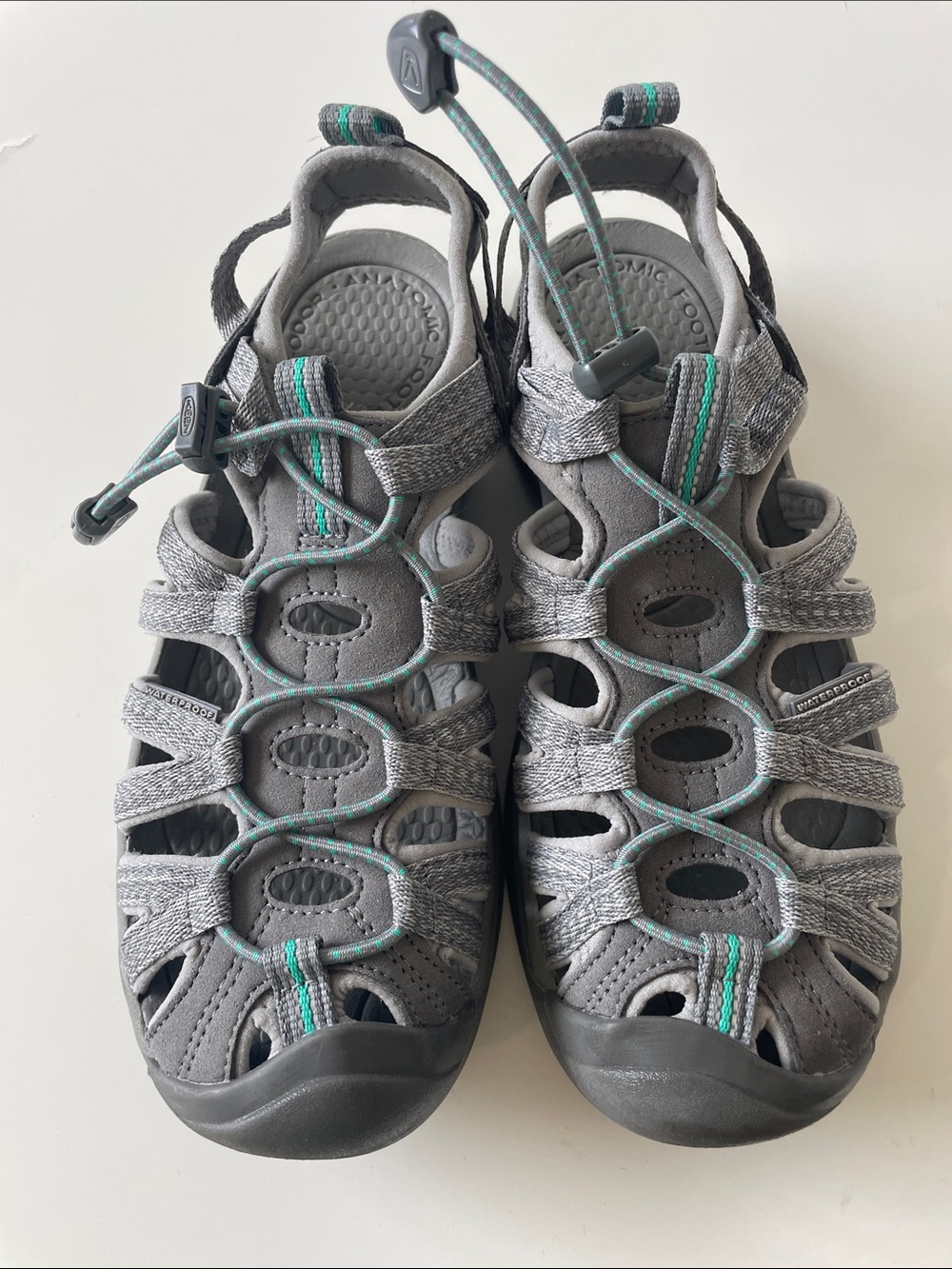 Keen Women's Whisper Gray Sandals with Teal Accents
